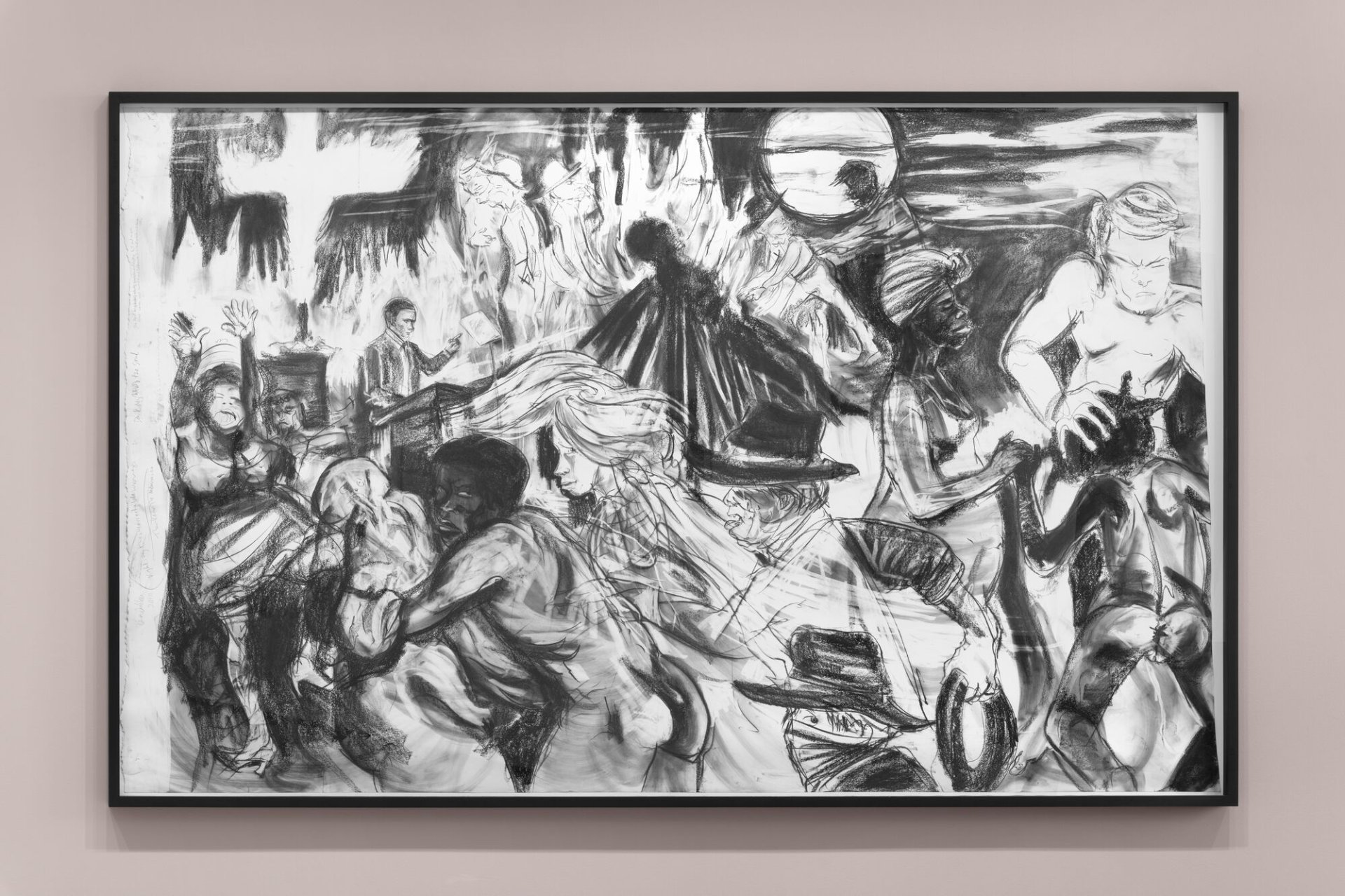 Kara Walker, The moral arc of history ideally bends towards justice but just as soon as not curves back around toward barbarism, sadism, and unrestrained chaos, 2010 Vue de l’exposition « Corps et âmes », Bourse de Commerce – Pinault Collection, Paris, 2025. Photo : Nicolas Brasseur / Pinault Collection.
