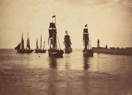 Gustave Le Gray, Bateaux quittant le port du Havre, 1856