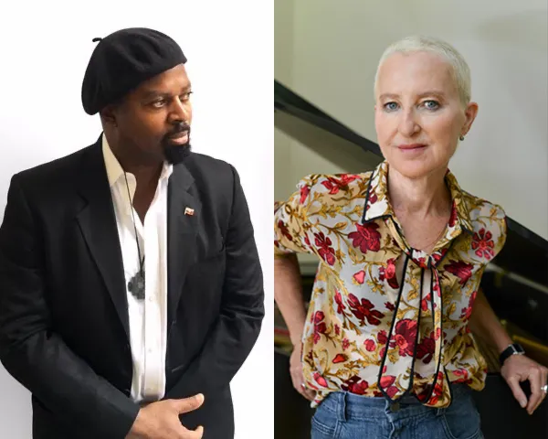 Portrait Ben Okri & Myra Melford 